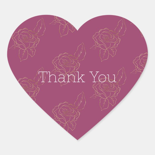 Burgund-Gold-Rose Herz-Aufkleber (Vorderseite)