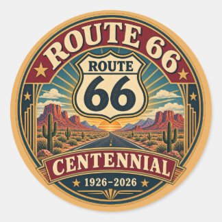 Burgund Gold Route 66 Centennial-Emblem Runder Aufkleber