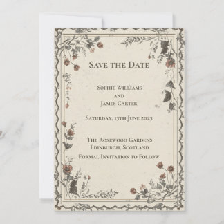 Burgund Gold Schottische Save-the-Date-Karte | Rei Einladung
