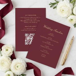 Burgund Gold Schrift Minimalistische Hochzeits-Zei Begleitkarte