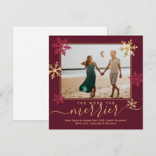 Burgund Gold Snowflakes Foto Weihnachtszeit Schwan Ankündigung