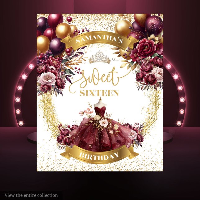 Burgund Gold Sweet 16 Backdrop Wasserfarbe Glitzer Wandteppich (Burgundy Gold Sweet 16 Backdrop Watercolor Glitter)