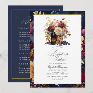 Burgund, Gold und Navy Bachelorette Wochenende Einladung