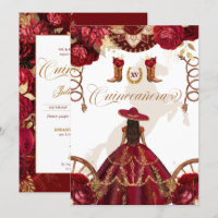 Burgund Gold Western Charro 2-seitige Quinceañera