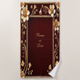 Burgund Golden Blume Strandtuch