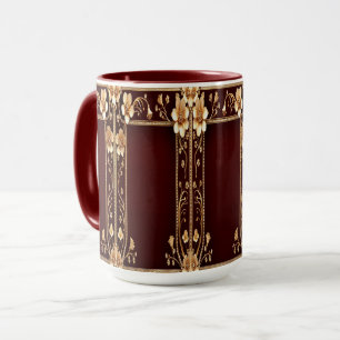 Burgund Golden Blume Tasse