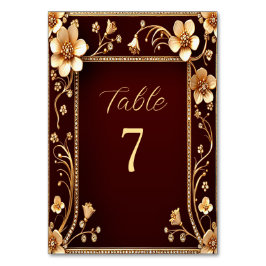 Burgund Golden Blume Tischnummer