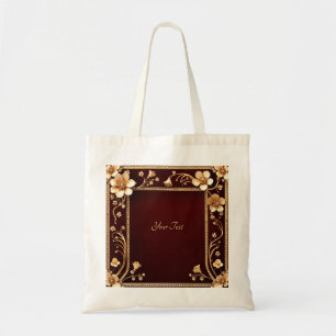 Burgund Golden Blume Totasche Tragetasche