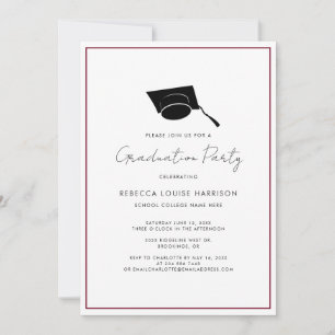 Burgund Graduate Cap Simple 2024 Graduation Party Einladung