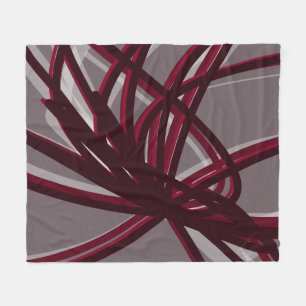 Burgund & Grau Abstrakte Ribbons Fleecedecke