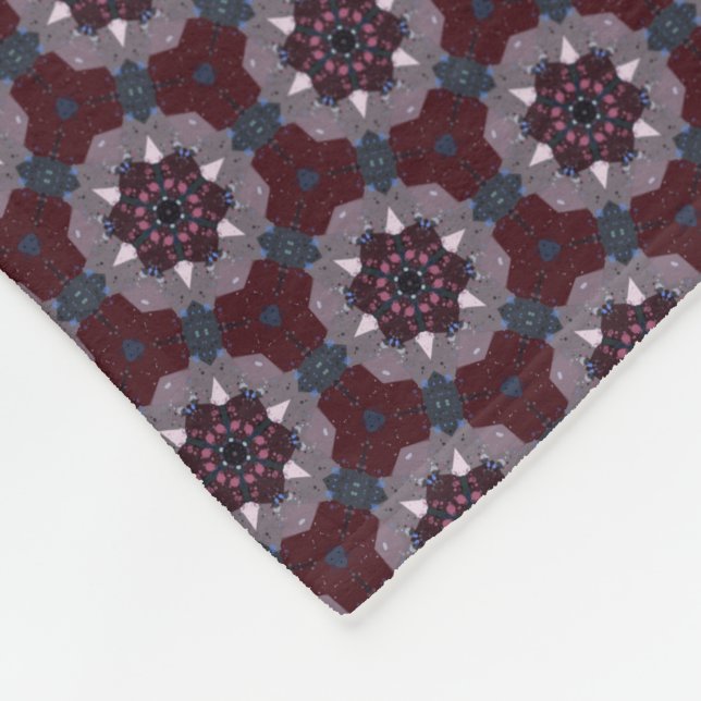 Burgund & Grau Floral bemalte Steppdecke Fleecedecke (Ecke)