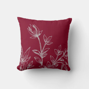 Burgund & Gray Botanical   Rhatany-Blume Kissen