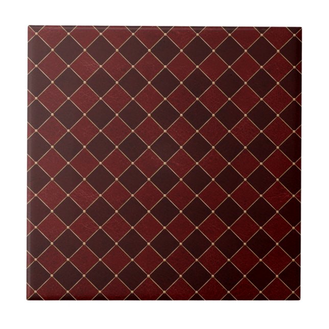 Burgund Harlequin Rhombusse Effekt Geometrie Fliese (Vorderseite)