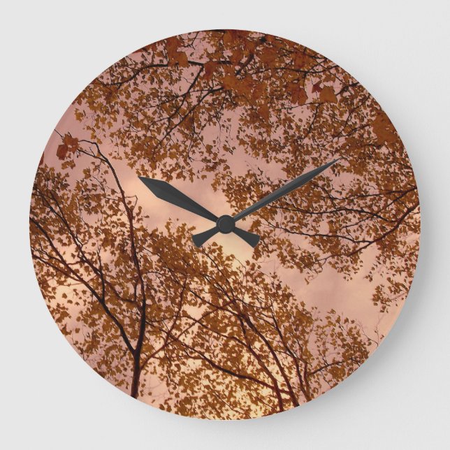 'Burgund Herbst Abstrakt' Wall Clock Große Wanduhr (Vorderseite)