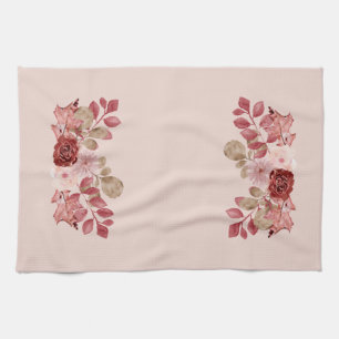 Burgund Herbst Floral Kitttuch Geschirrtuch