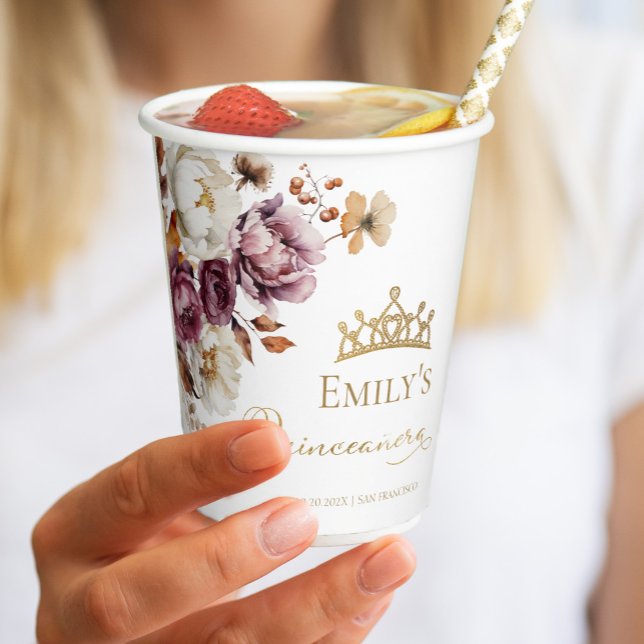 Burgund Herbst Herbst Floral Quinceanera Pappbecher (Von Creator hochgeladen)