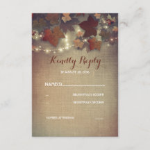 Burgund-Herbstlaub Rustikale Hochzeitskarten