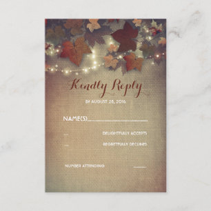 Burgund-Herbstlaub Rustikale Hochzeitskarten RSVP Karte