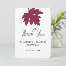 Burgund Herbstmaple Leaf Hochzeit Vielen Dank Dankeskarte