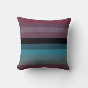 Burgund, Himmelblau und Malvenfarben Vintage Kissen