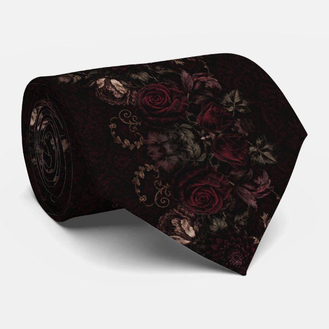 Burgund Hochzeit Dark Romantic Krawatte (Gerollt)