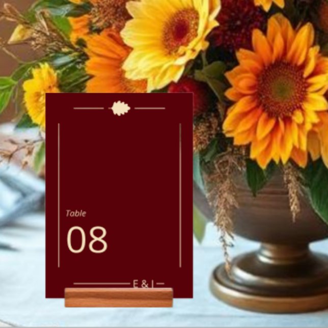 Burgund Hochzeit im Herbst Tischnummer (Von Creator hochgeladen)