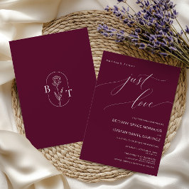 Burgund Hochzeit Minimalistisch Einfach Liebe Einladung