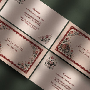 Burgund Hochzeitselefant im Volksstil Visitenkarte