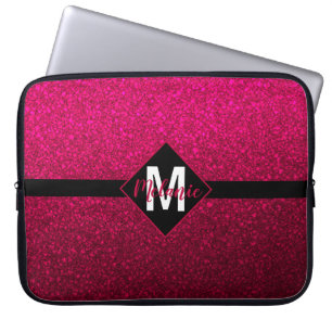 Burgund-Imitate-Glitzer mit Monogram Laptopschutzhülle