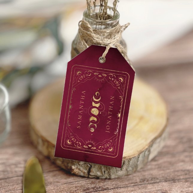 Burgund & Imitate Gold Tarot Celestiding Geschenkanhänger (Von Creator hochgeladen)