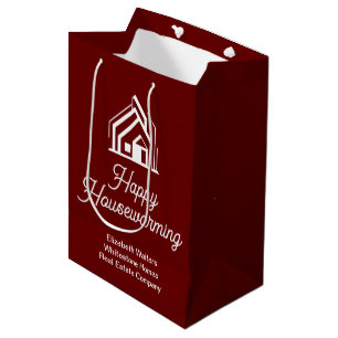 Burgund Immobilienunternehmen Benutzerdefinierter Mittlere Geschenktüte