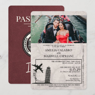 Burgund Italien Reisepass Hochzeitseinladung Einladung