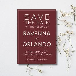 Burgund Ivory Alte-Money-Moderne Hochzeit Save The Date