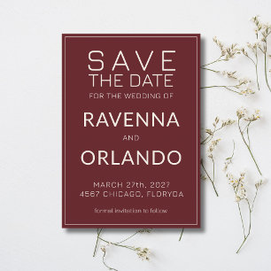 Burgund Ivory Alte-Money-Moderne Hochzeit Save The Date