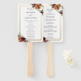 Burgund Ivory Burnt Orange Floral Wedding Program Fächer