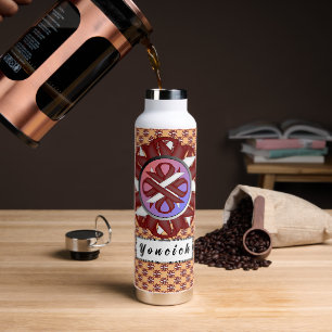 Burgund-Ivory Clover Ribbon von Kenneth Yoncich Trinkflasche