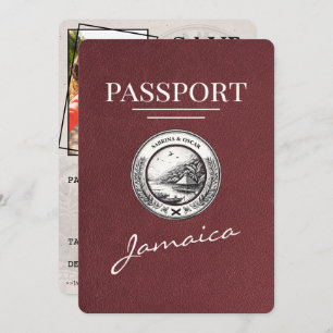 Burgund Jamaica Passport Save the Date