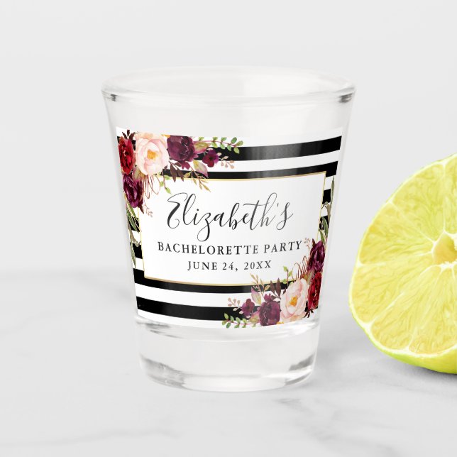 Burgund-Junggeselinnen-Abschied Schnapsglas (Vorderseite)