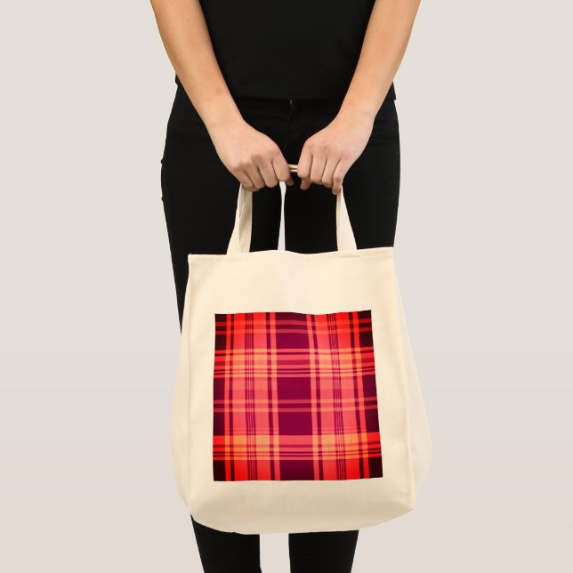 Burgund Karo Lebensmittelgeschäft Tasche (Vorderseite (Produkt))