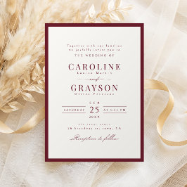 Burgund klassische Hochzeit mit eleganter Typograf Einladung