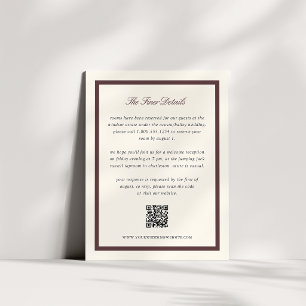 Burgund klassische Schrift Hochzeitsdetails QR-Cod Begleitkarte