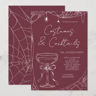 Burgund Kostüme und Cocktails Halloween-Party Einladung