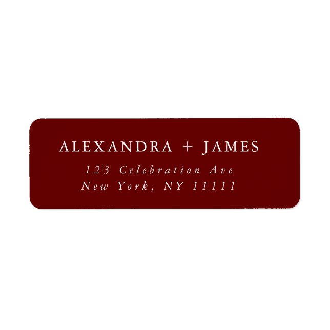 Burgund Large Text Modern Return Address Label (Vorne)