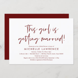 Burgund Lässig und Spaß, Brautparty Party Einladung