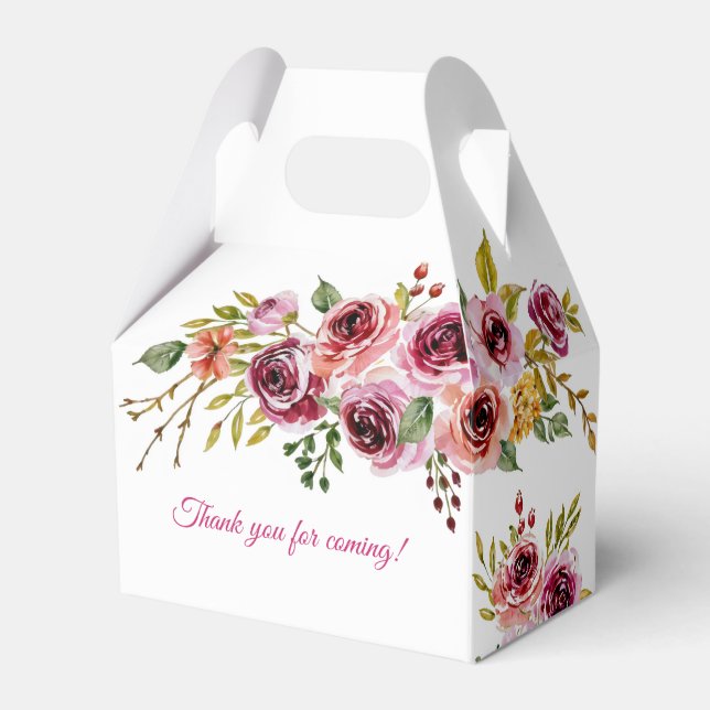 Burgund Lila Rose Rustikale Blumengeburt Geschenkschachtel (Vorderseite)