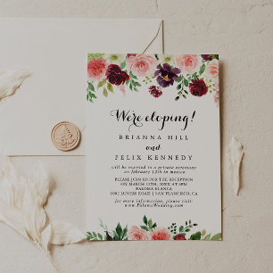 Burgund Lila Spring Floral Elopement Empfang Einladung