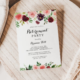 Burgund Lila Spring Floral Retirement Party Einladung