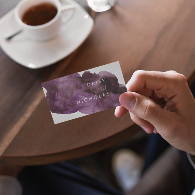 Burgund Lila Watercolor Moderne Beruflich Visitenkarte (Von Creator hochgeladen)