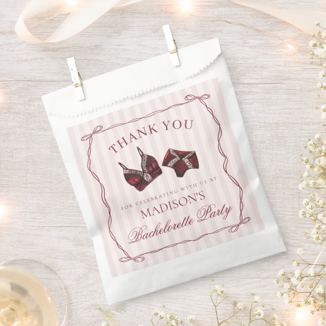Burgund Lingerie Junggesellinnenabschied Slip Part Geschenktütchen (Ausgeschnitten)