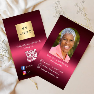 Burgund Logo Foto Bogen Qr Social Media Premium Visitenkarte